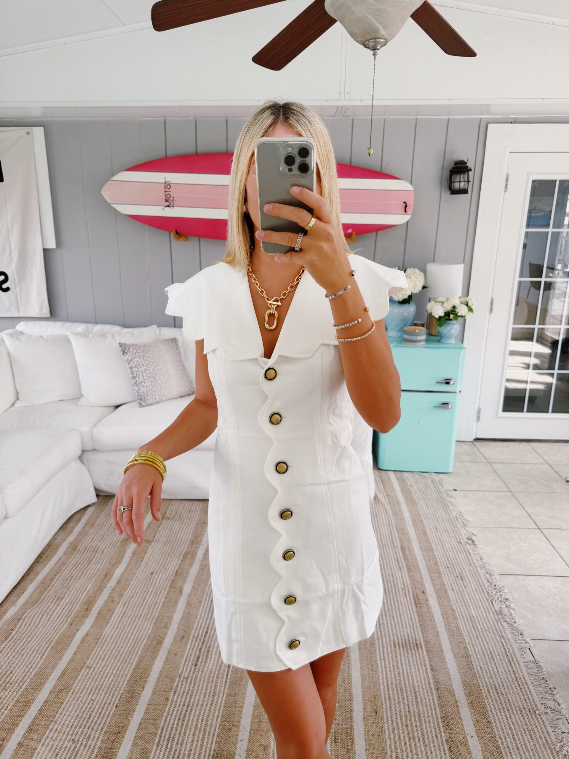 SARAH SCALLOPED LACE MIDI DRESS - OFF WHITE