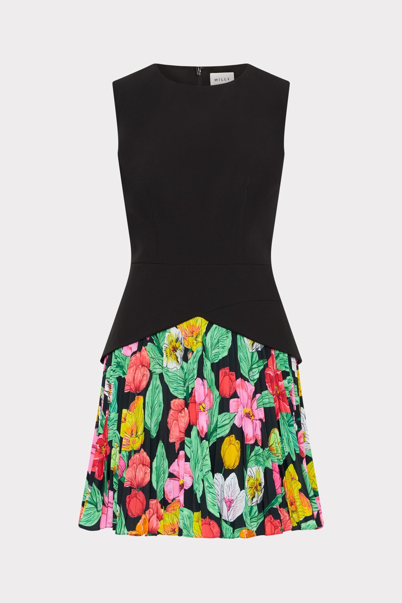 HADDY TULIP ROSETTE PLEATED MINI DRESS