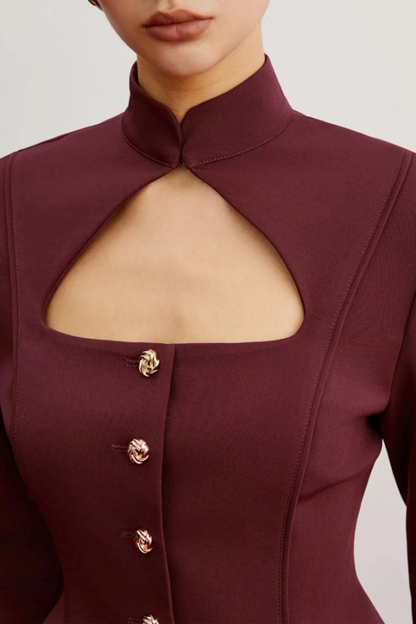 CUTOUT STAND COLLAR BLAZER | PARTY OVERSIZED BLAZER