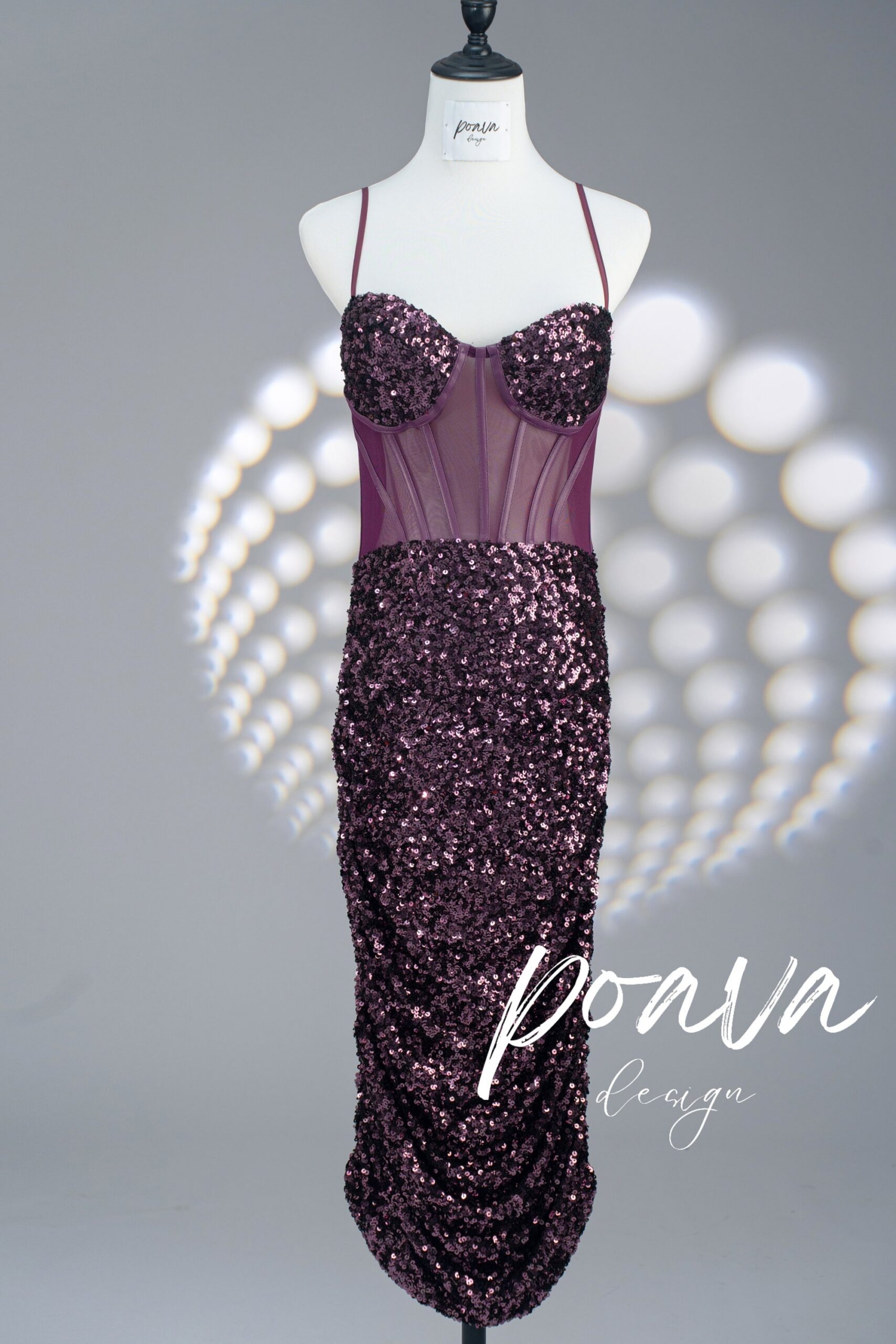 STRAPPY SEQUIN CORSET MIDI DRESS FOR PARTY NIGHTS
