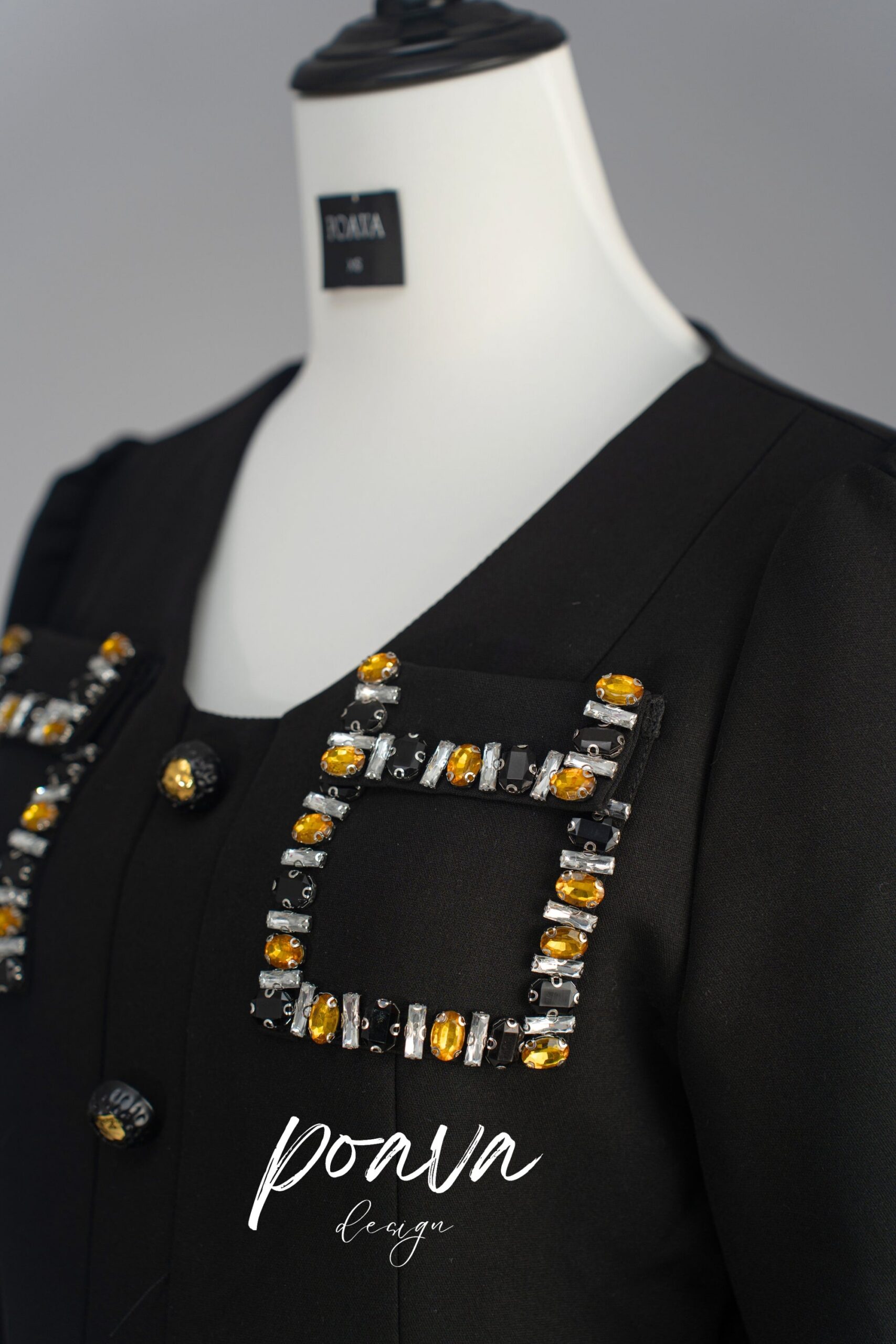 CRYSTAL MINI DRESS BLACK FOR PARTY