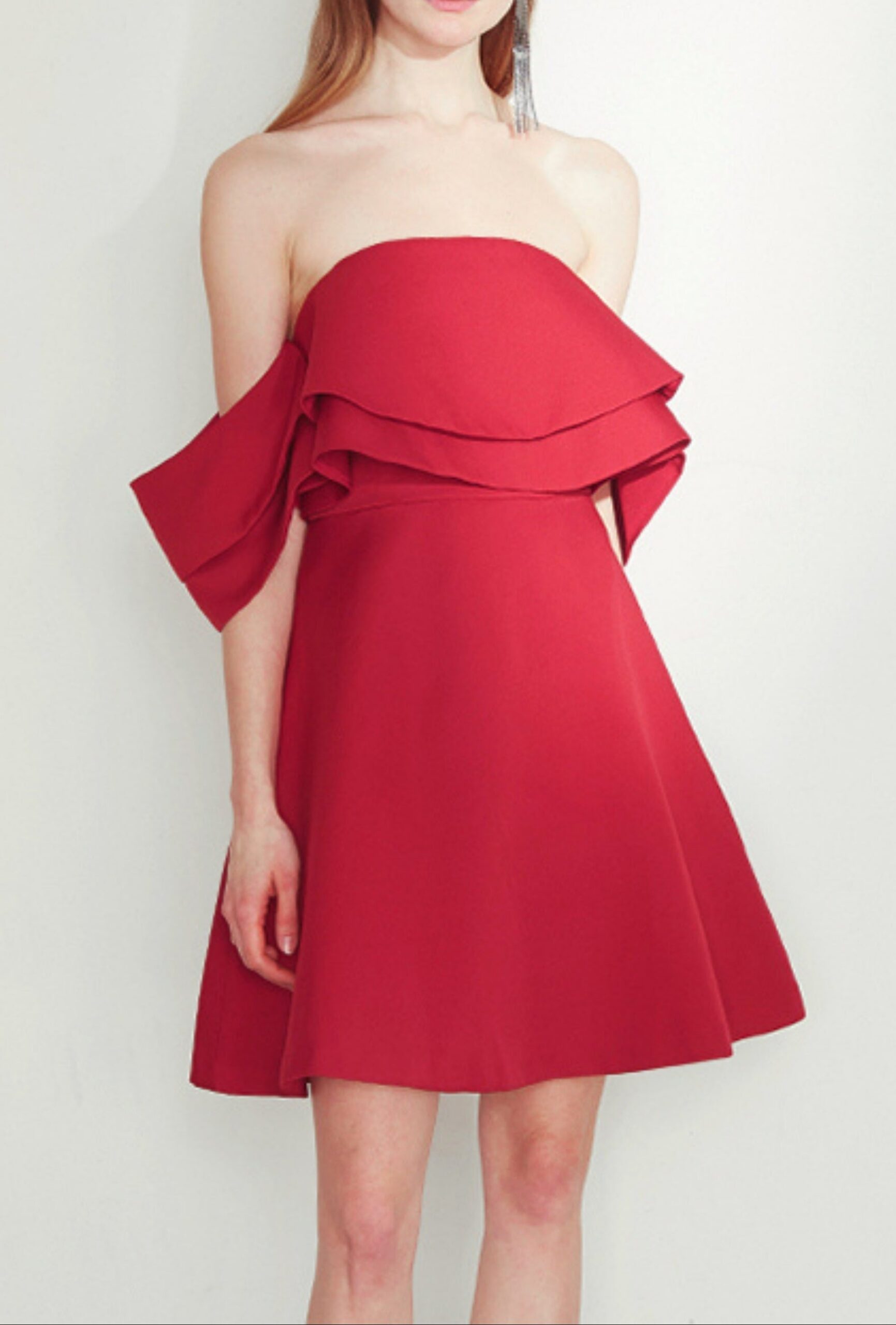 26_58a7dccb-3f53-41a7-ba3a-b14827357072 RUFFLE SLEEVELESS RED MINI DRESS FOR PARTY