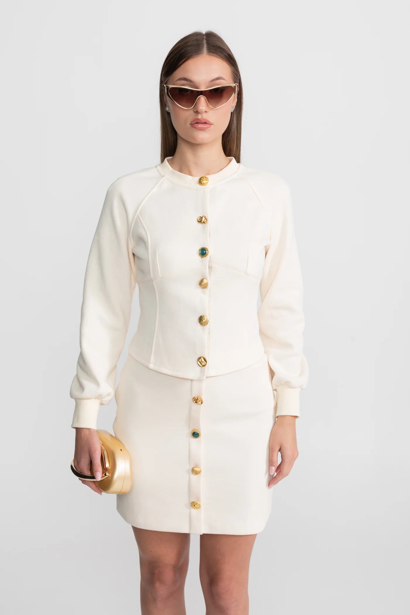 IVOIRE EMBELLISHED BUTTON CO-ORD SET – WEDDING GUEST
