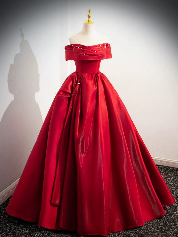278c2b704184db00682957b9937c3505 A-LINE OFF-SHOULDER SATIN RED COCKTAIL DRESS