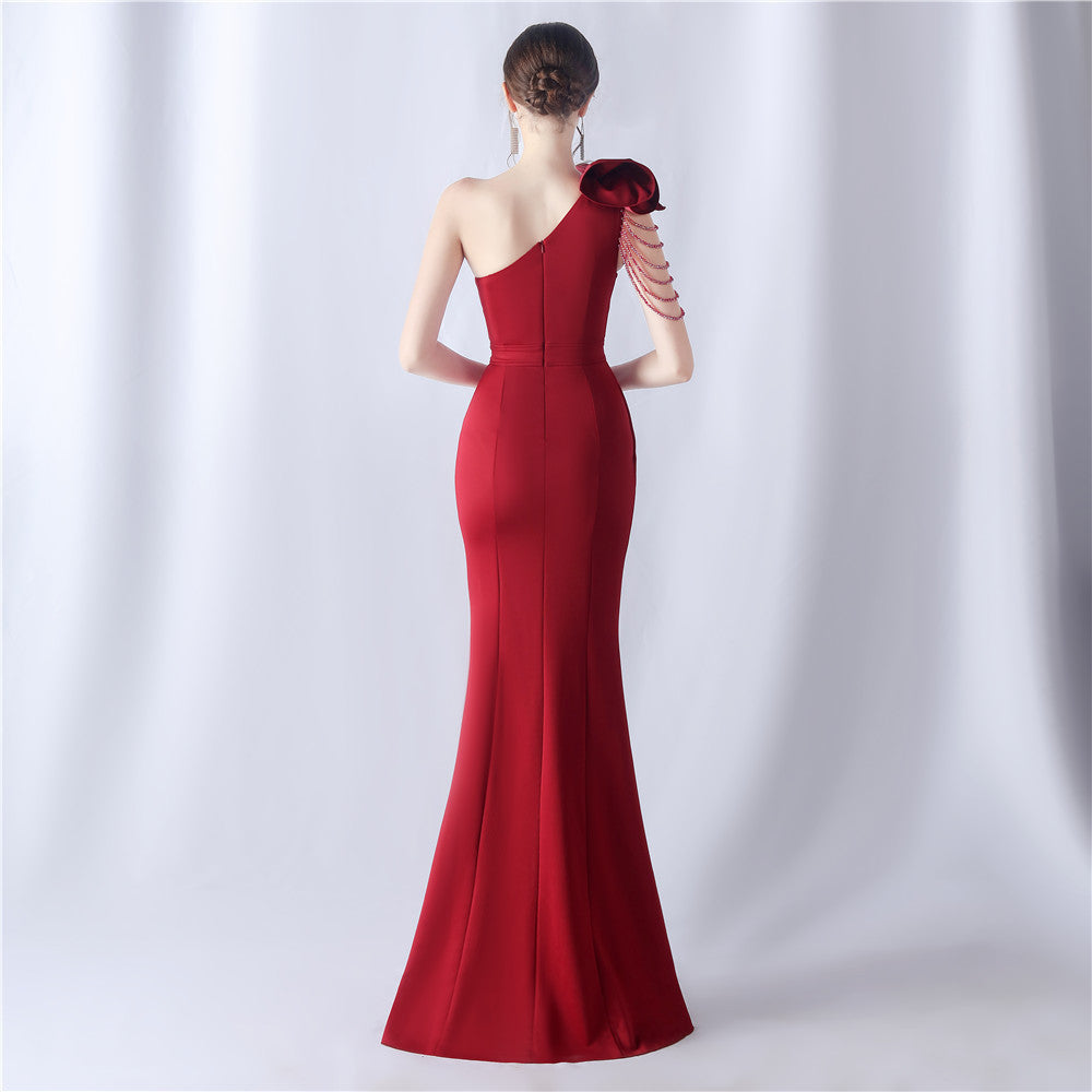 CRYSTAL BEADED A-LINE FORMAL DRESS