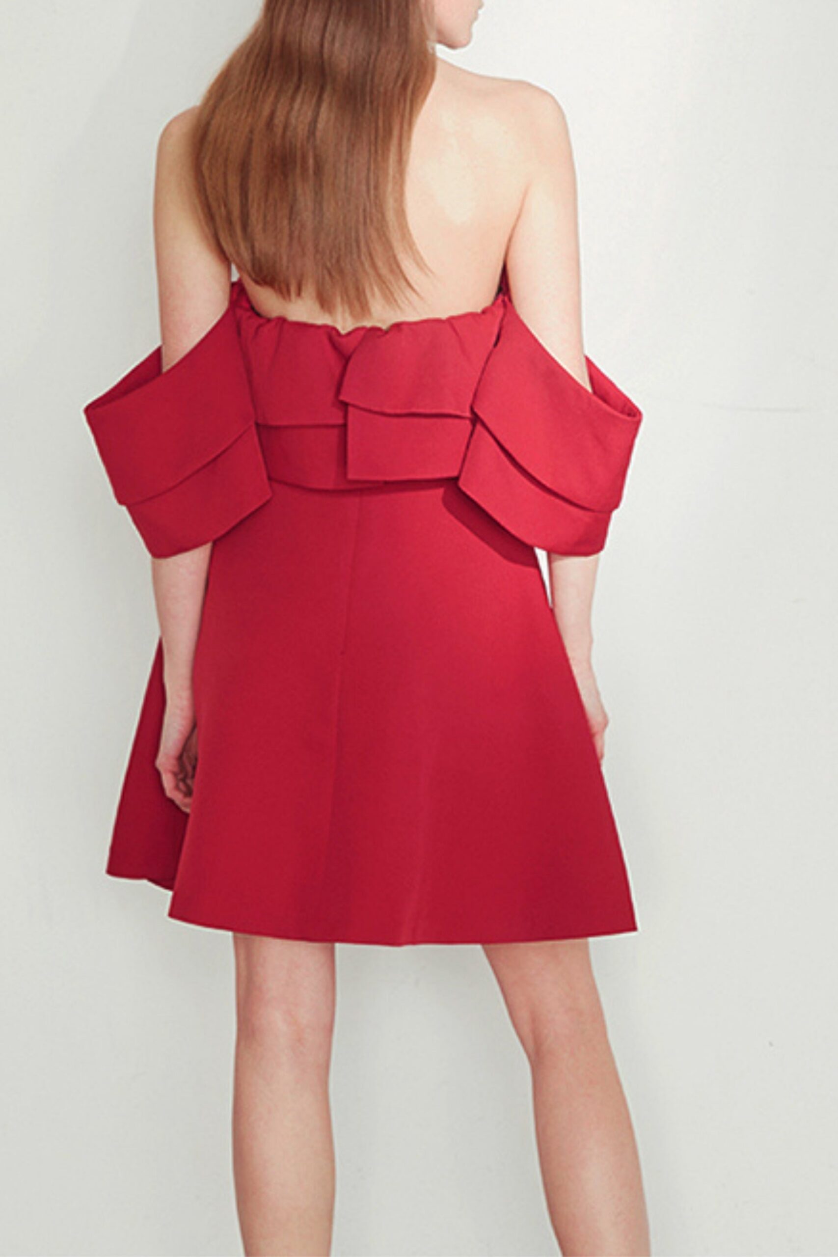 RUFFLE SLEEVELESS RED MINI DRESS FOR PARTY