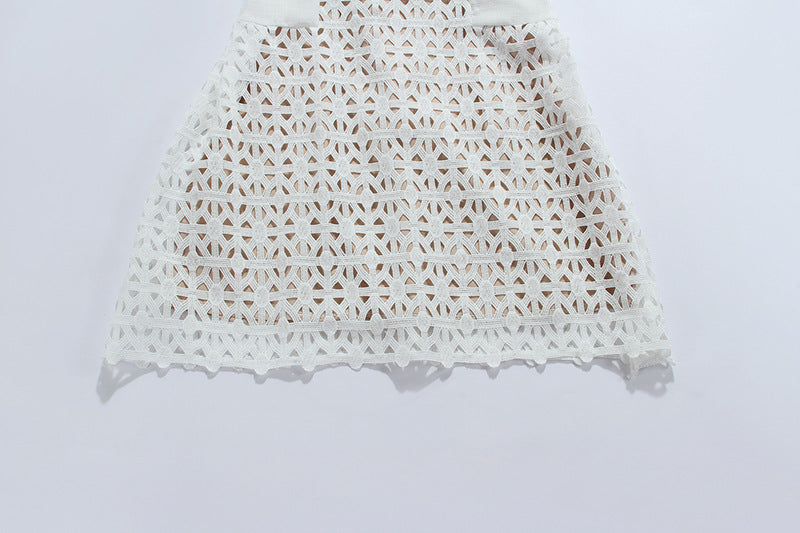 WHITE BOW EMBROIDERED MINI DRESS FOR PARTY