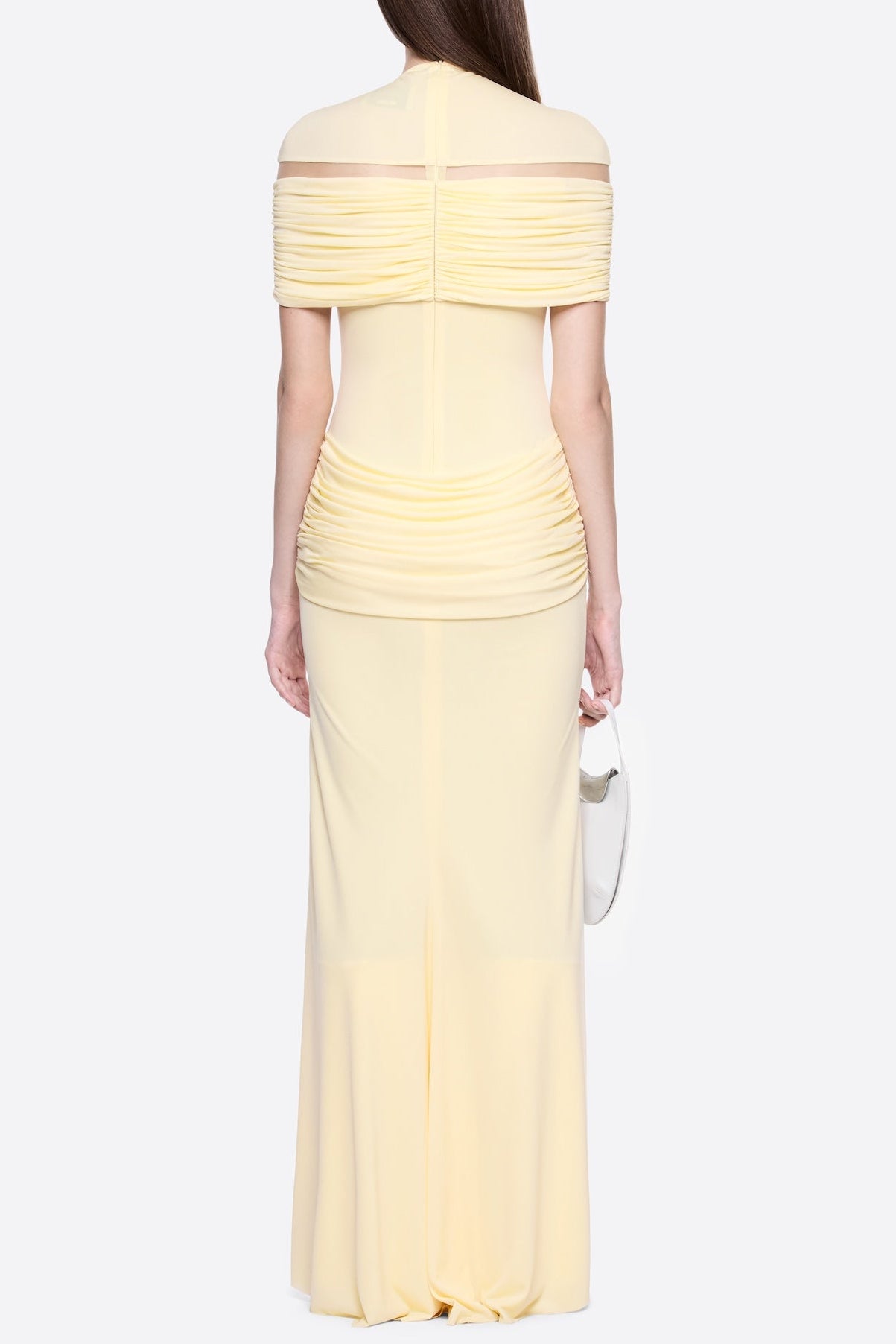 MEGAN RUCHED KNIT YELLOW MAXI DRESS