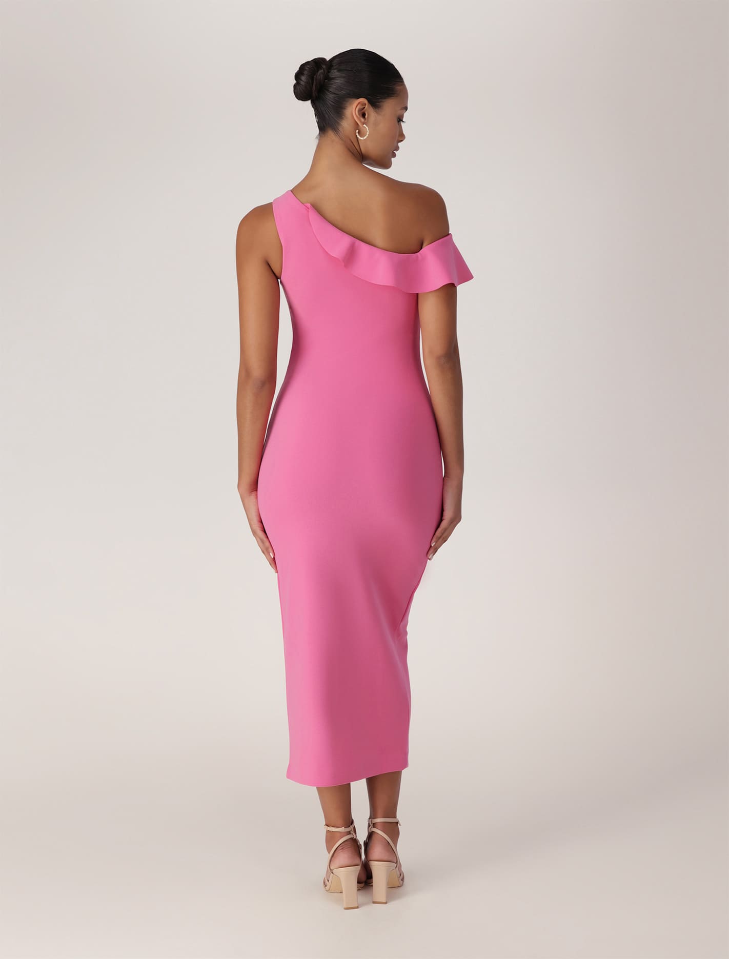 TYRA ONE SHOULDER RUFFLE BODYCON COCKTAIL DRESS
