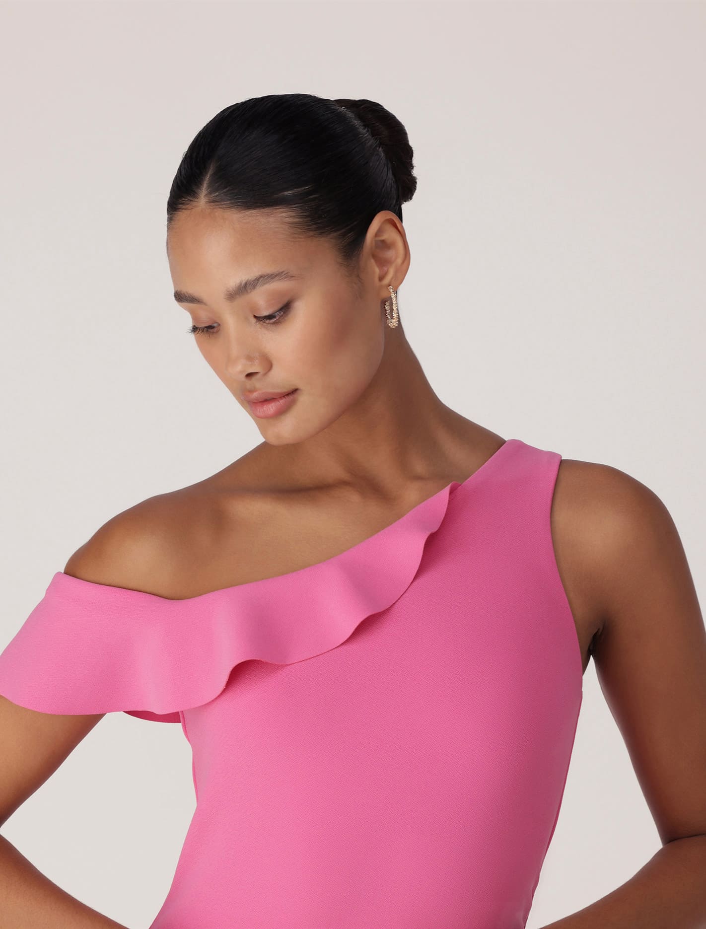 TYRA ONE SHOULDER RUFFLE BODYCON COCKTAIL DRESS