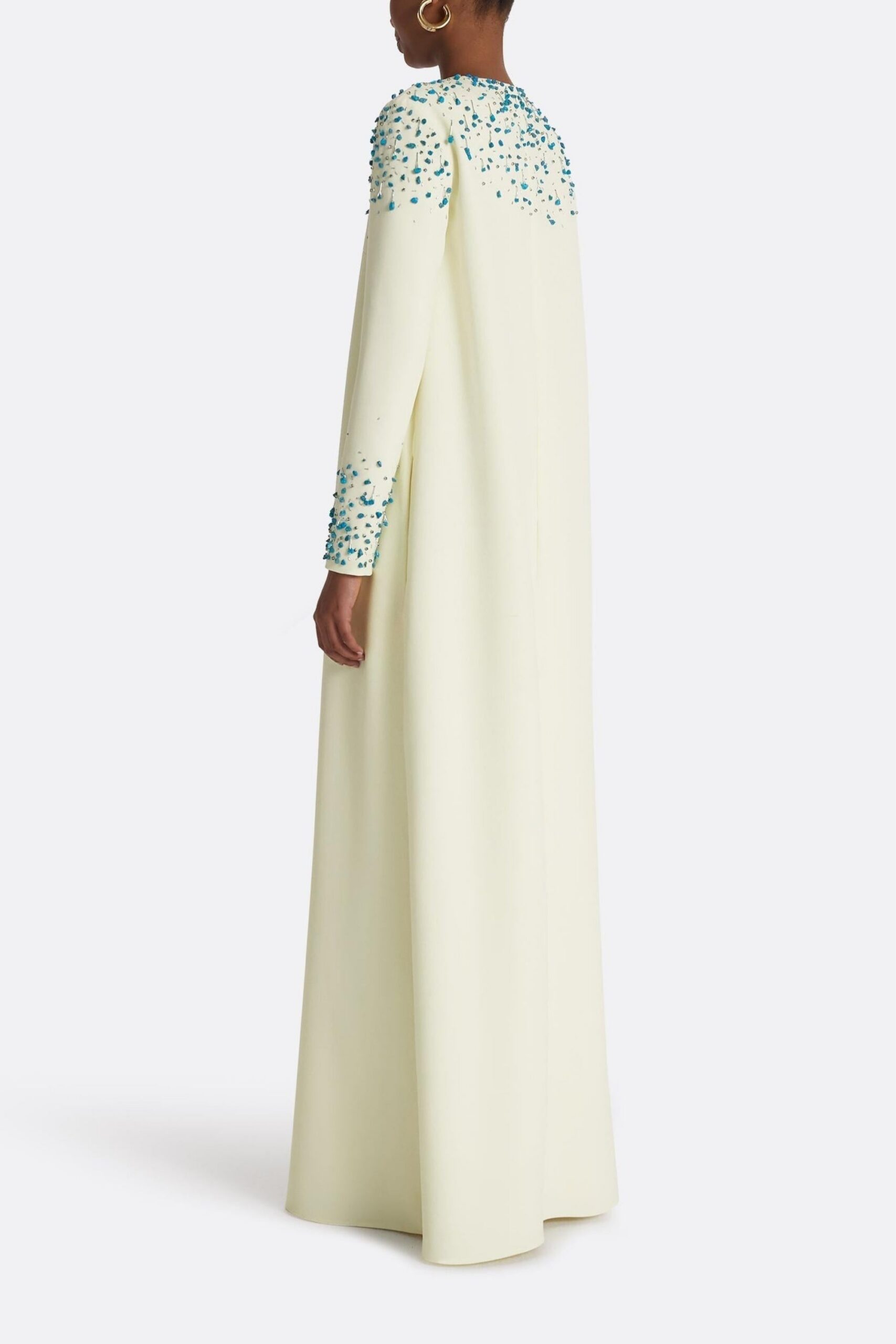 RHINESTONE ROUND NECK MAXI DRESS BEIGE