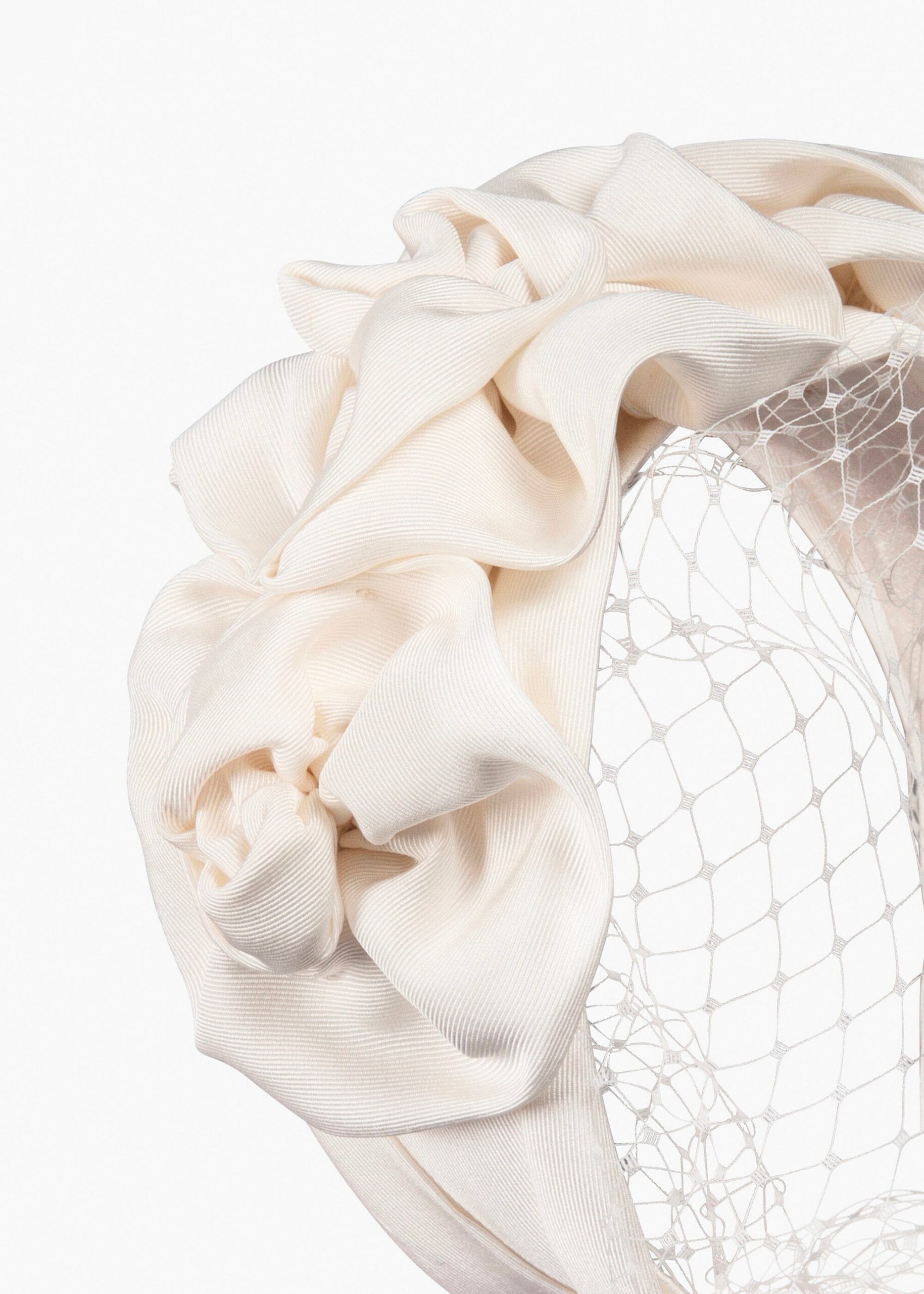 TRIPLE ROSETTE VEIL CREAM BRIDAL WEDDING HEADPIECE