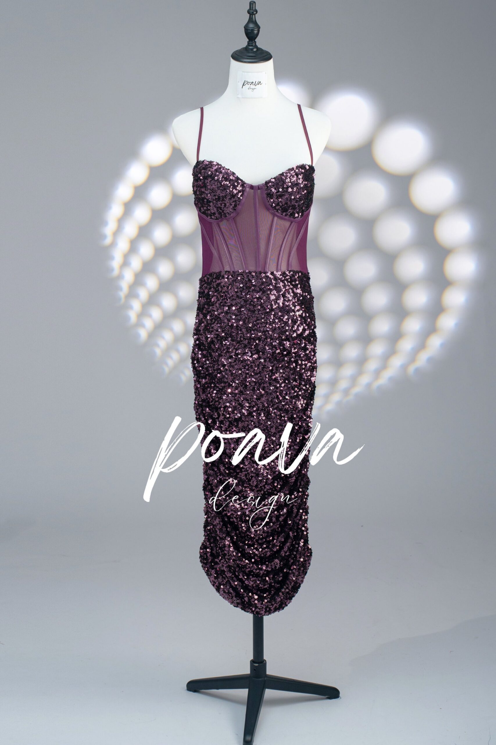 STRAPPY SEQUIN CORSET MIDI DRESS FOR PARTY NIGHTS