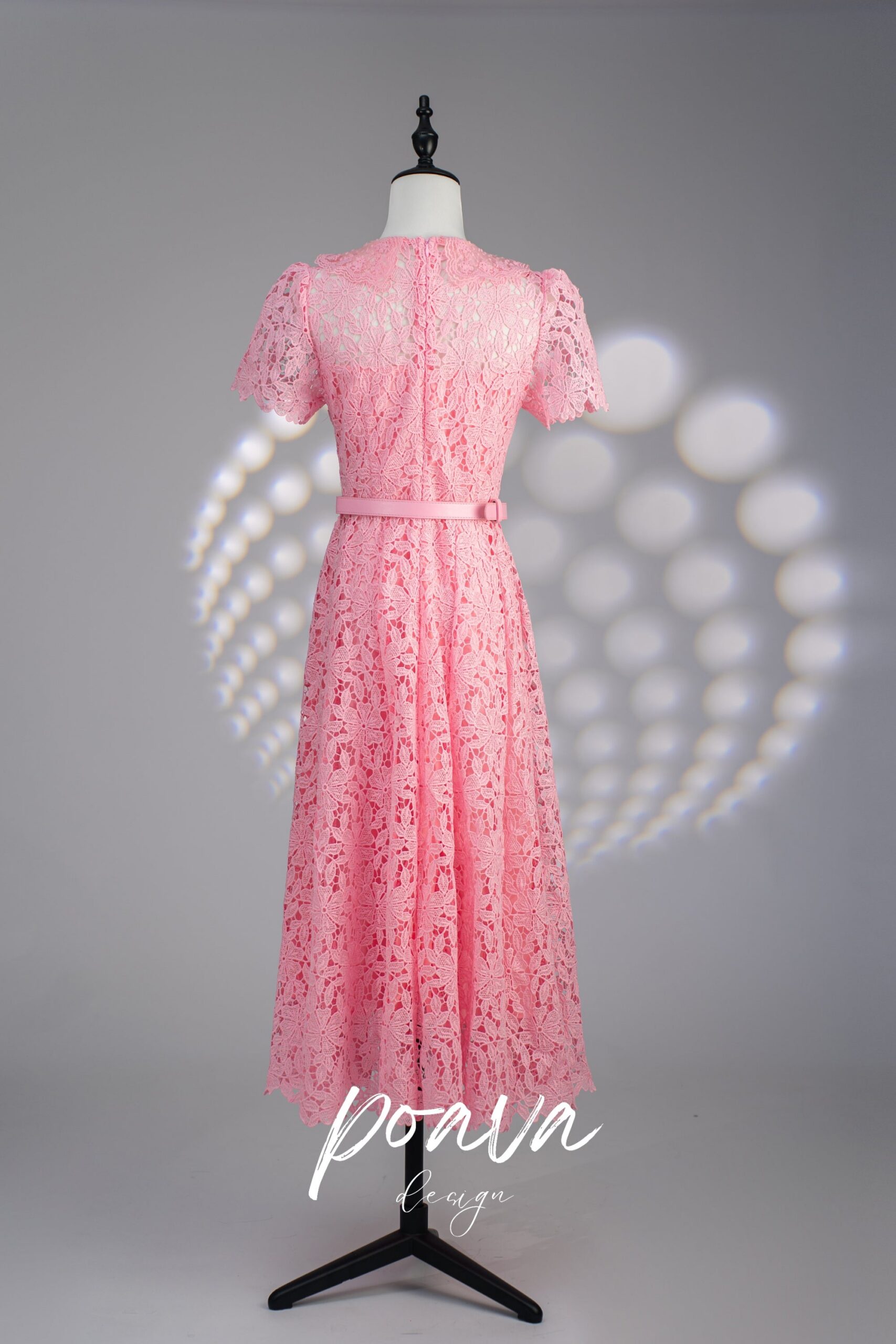 LACE FLORAL MIDI DRESS PINK WEDDING GUEST