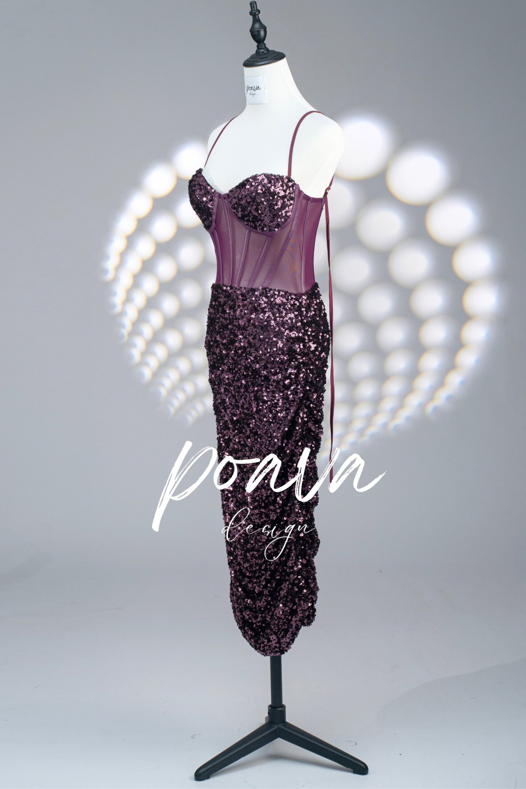 STRAPPY SEQUIN CORSET MIDI DRESS FOR PARTY NIGHTS