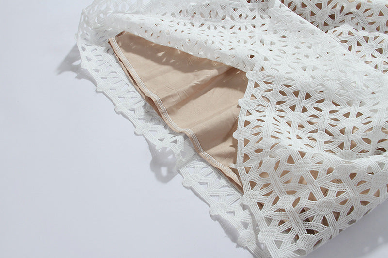 WHITE BOW EMBROIDERED MINI DRESS FOR PARTY