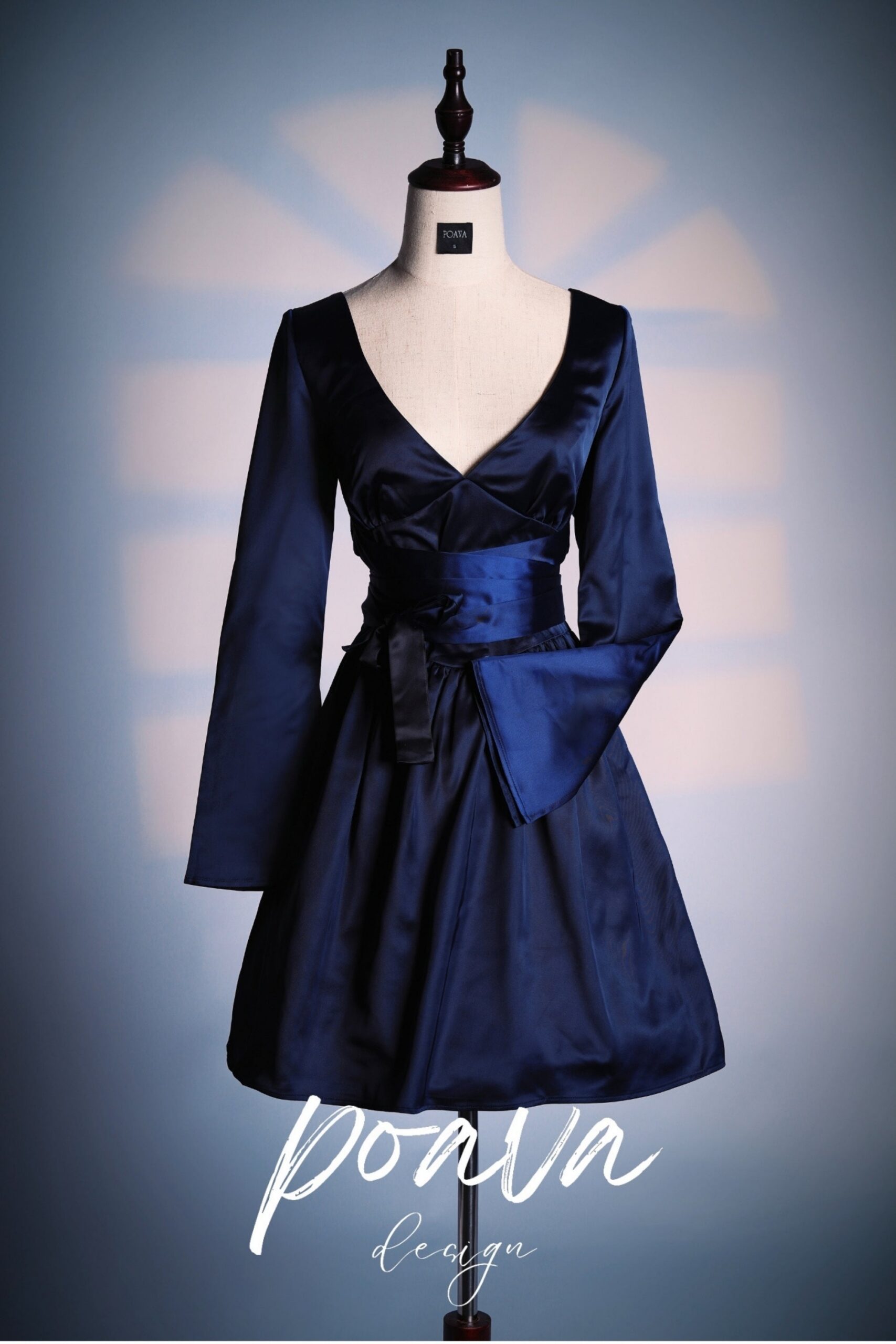 DEEP V NAVY MINI DRESS FOR EVENING PARTY