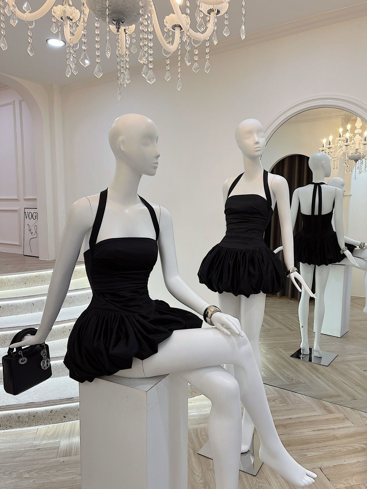 ROSETTA HALTER BUBBLE MINI PARTY DRESS