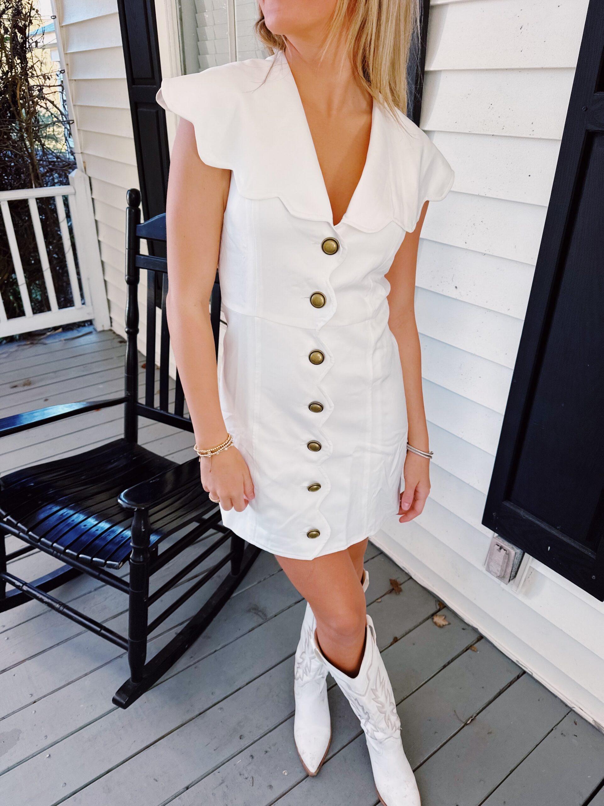 SARAH SCALLOPED LACE MIDI DRESS - OFF WHITE