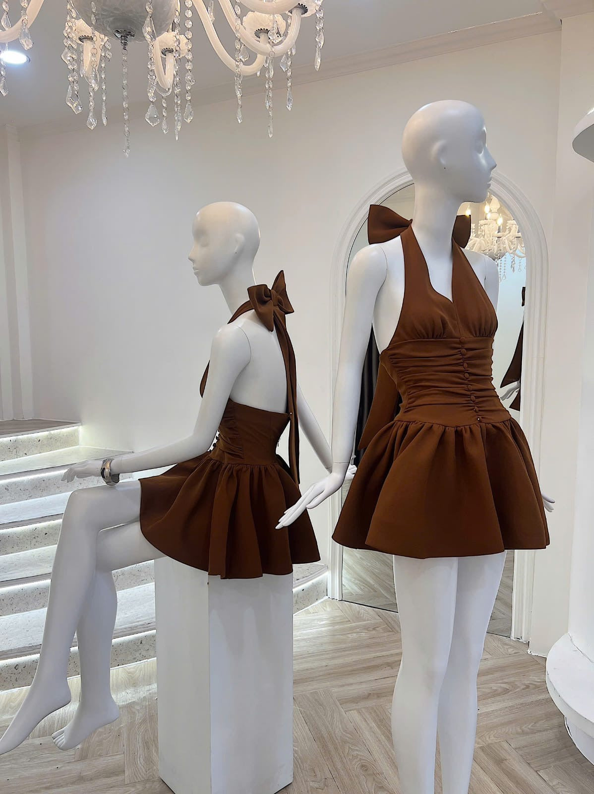 RIZZA HALTER MINI DRESS, SLEEK COCKTAIL PARTY LOOK