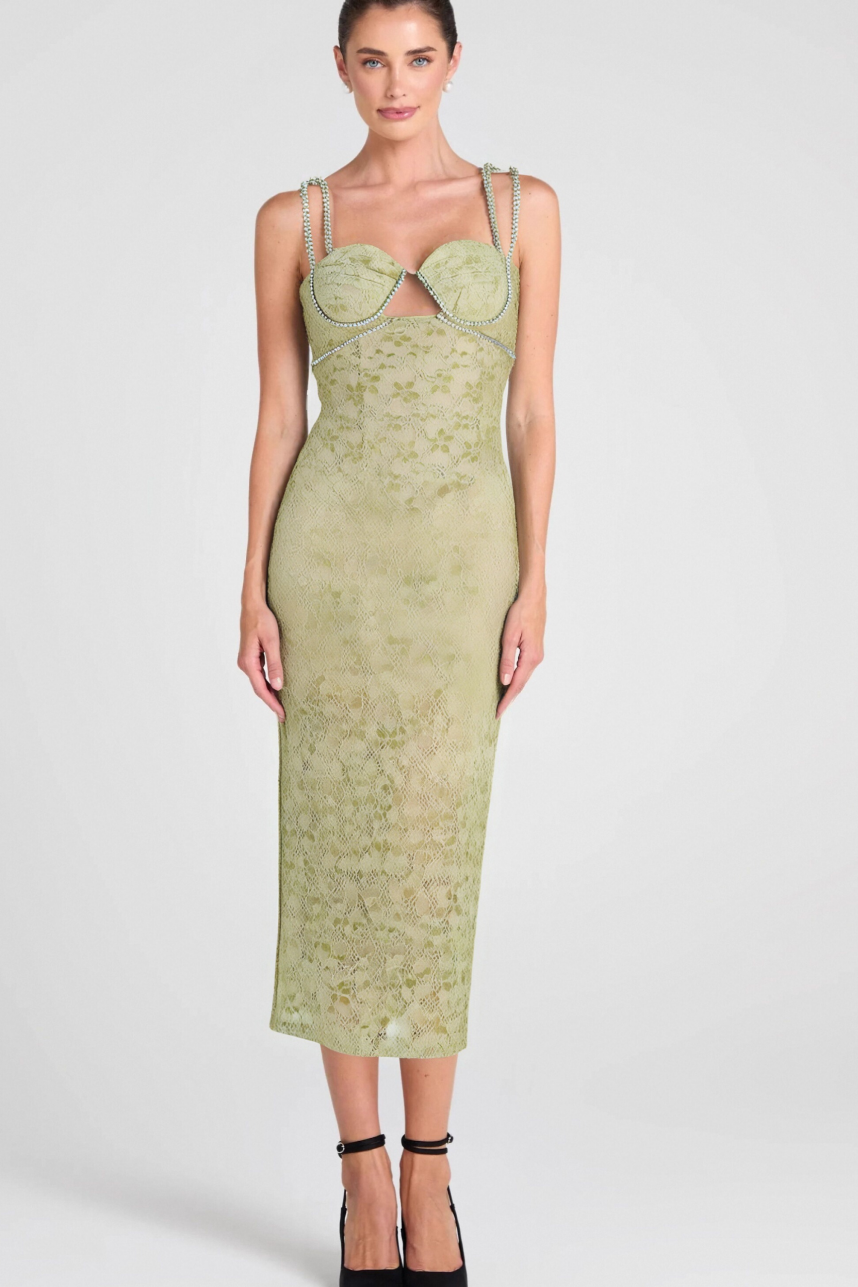 2_04f4c898-397f-437b-a40f-2e06f717f5a3 LACE CRYSTAL BUSTIER MIDI DRESS, FLORAL CHAIN BODICE