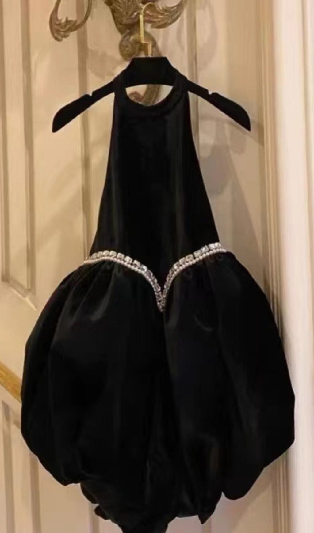 VELVET HALTERNECK MINI DRESS, BLACK COCKTAIL PARTY