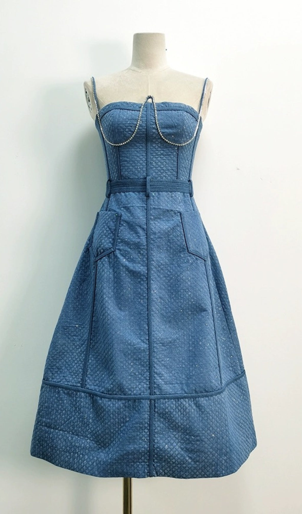 GABRIELLA BLUE MIDI DRESS FOR WEDDING GUEST