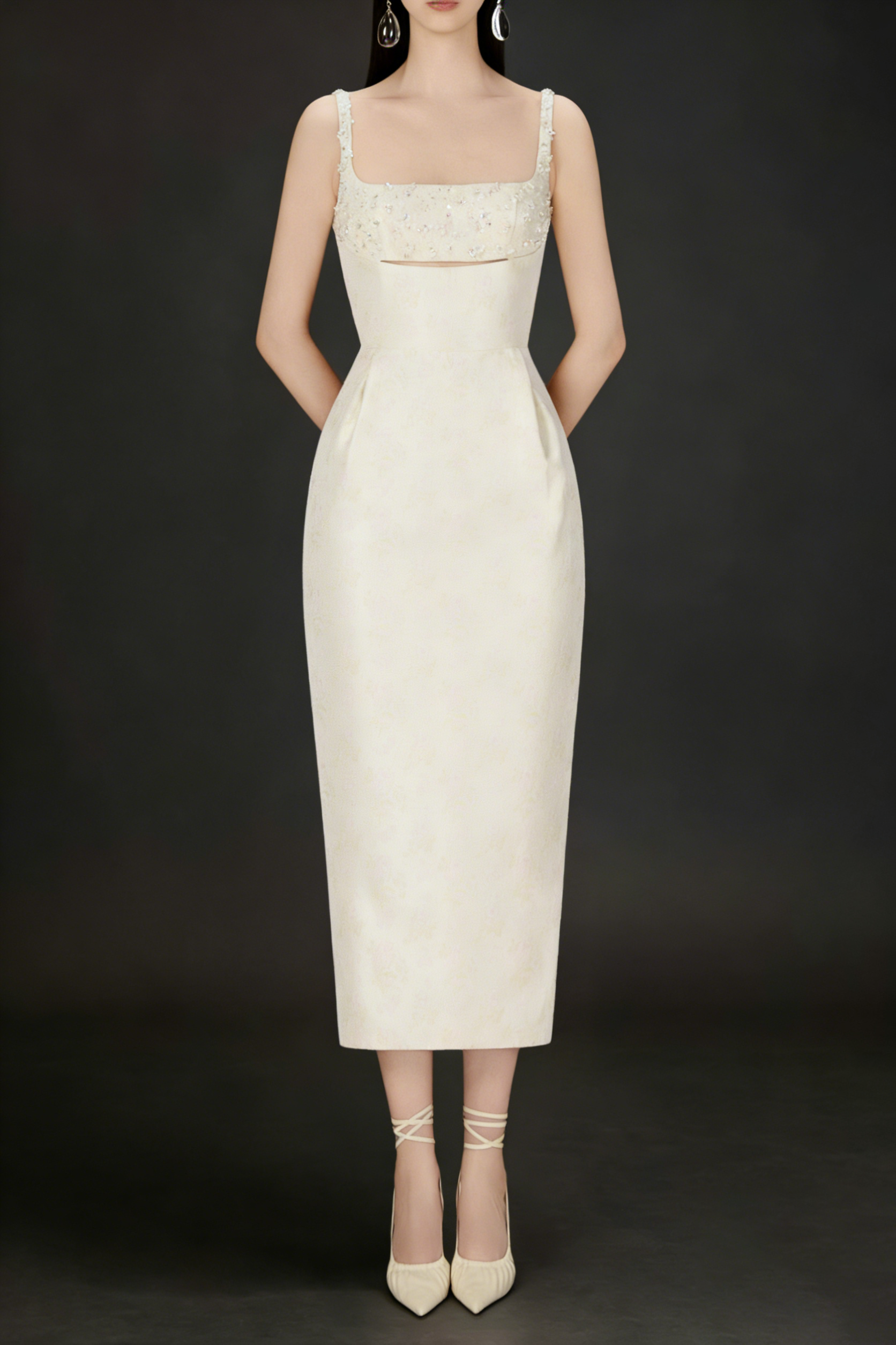 2_0d1ca467-197d-4651-993a-0da1e64a162c BEADED BROCADE PENCIL MIDI DRESS FOR EVENING