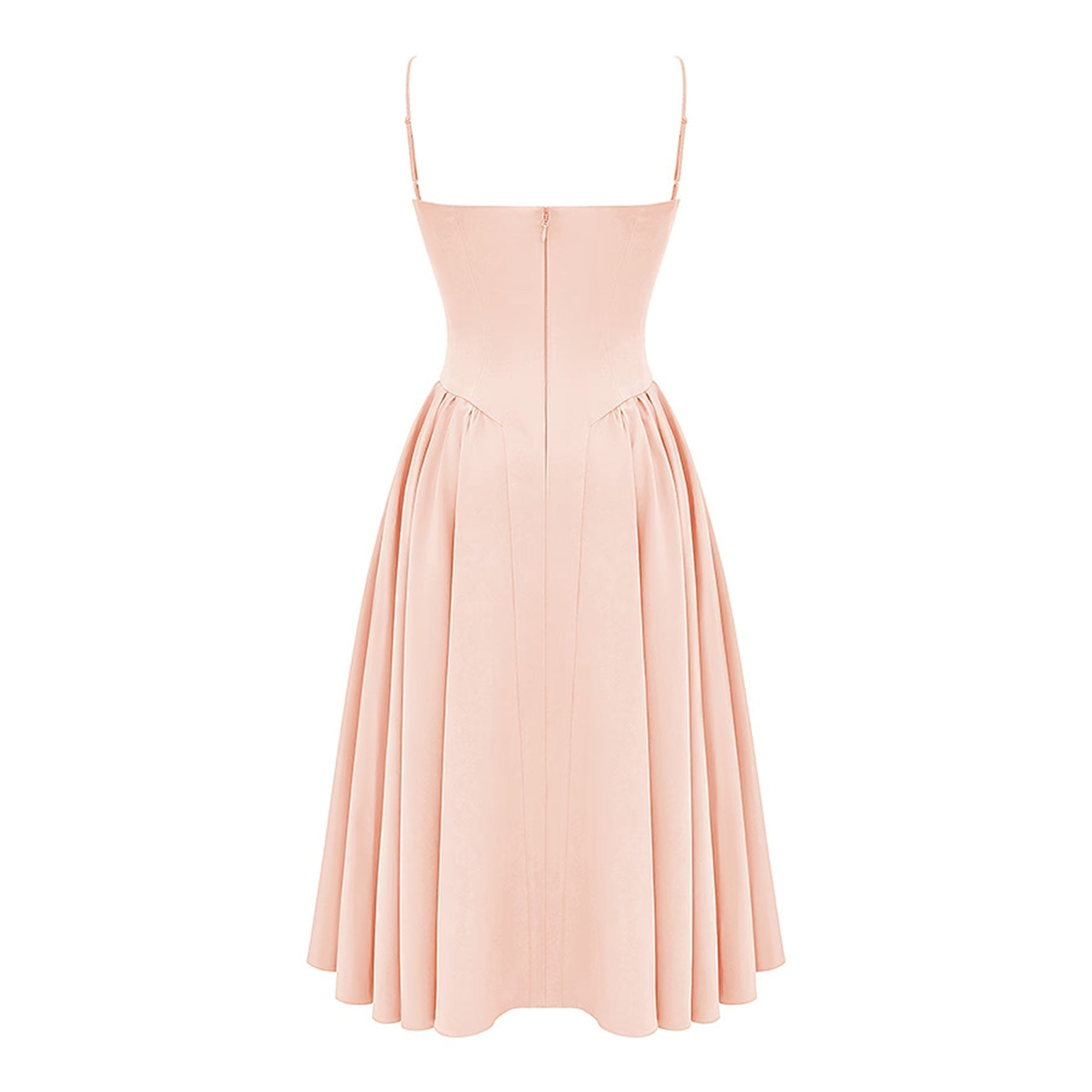 PINK PLEATED CORSET MIDI DRESS FOR WEDDING