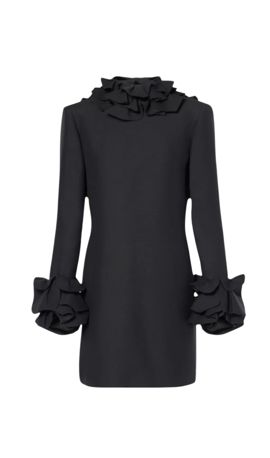 ALESSANDRO RUFFLE BACKLESS BLACK MINI DRESS