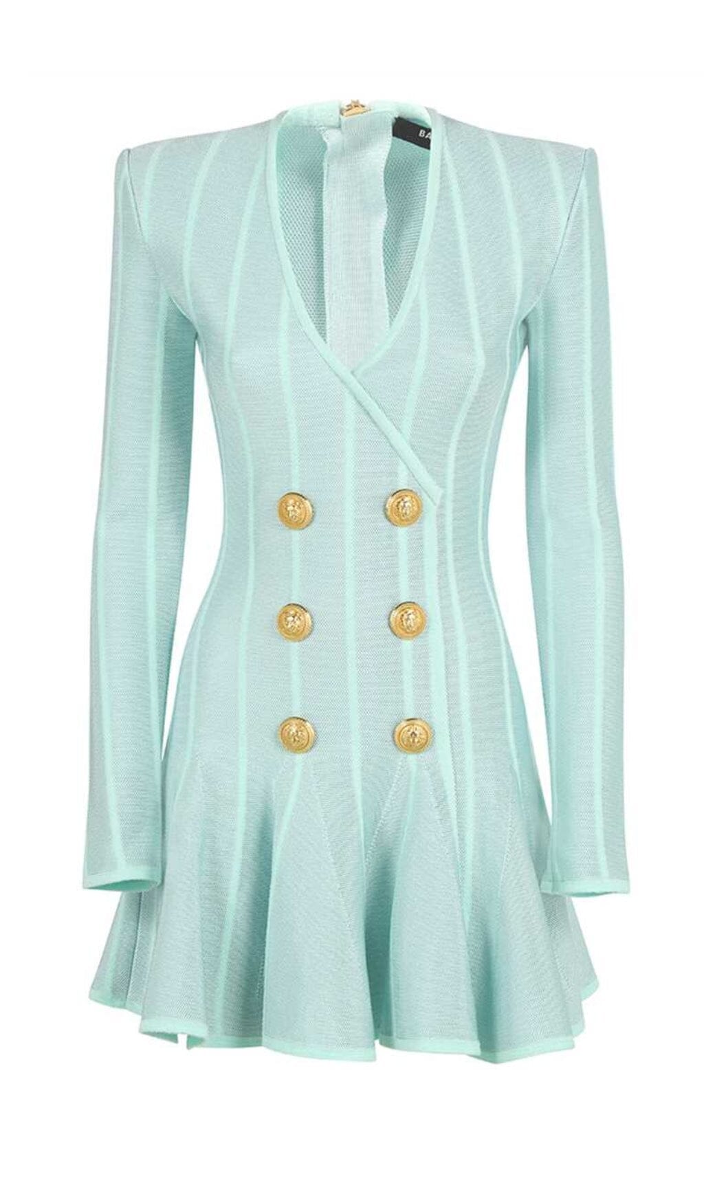 BUTTON MESH MINI DRESS IN MINT