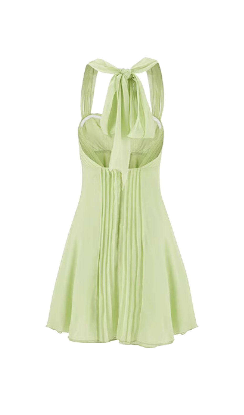 SLEEK PLEATED HALTER MINI DRESS IN GREEN