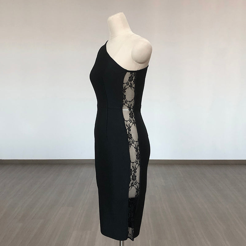 LACE PATCHWORK BANDAGE BODYCON PARTY DRESS