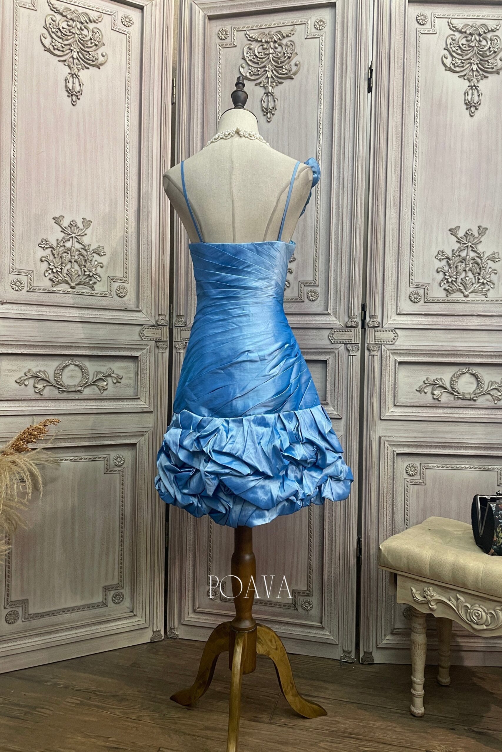 FLORAL BLUE MINI DRESS FOR PARTY