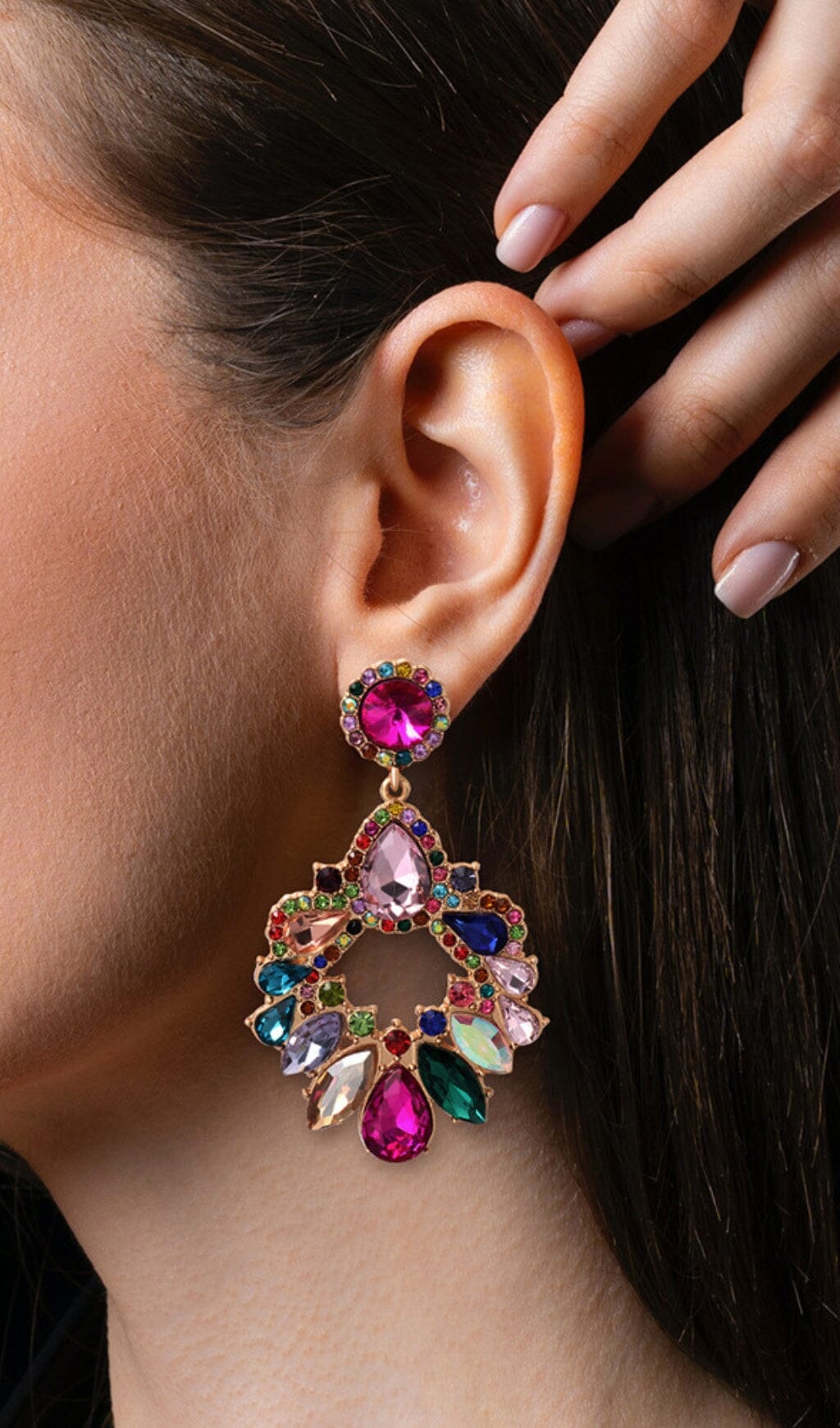 COLORFUL CRYSTAL CHANDELIER DROP EARRINGS FOR WEDDING