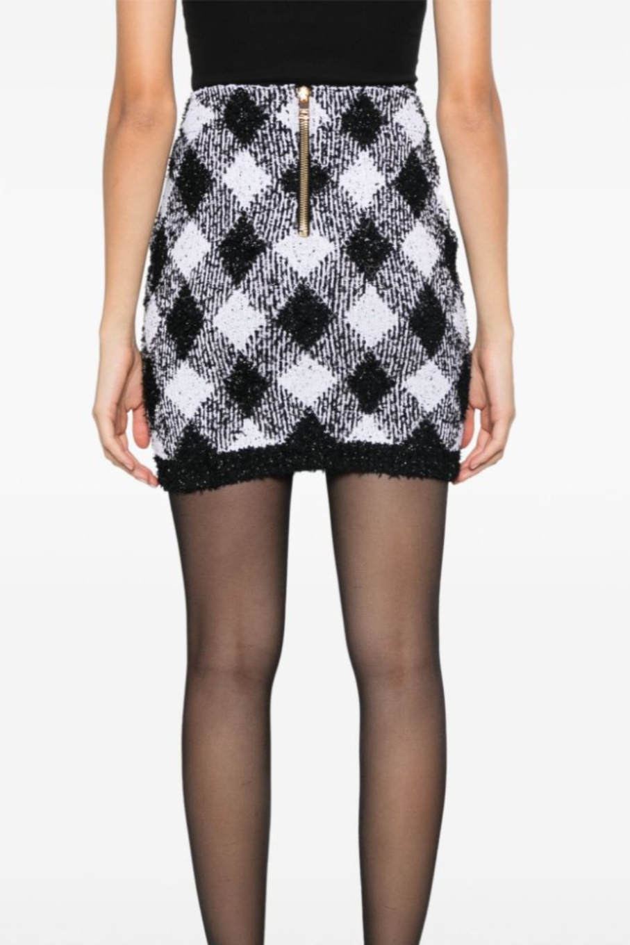 GINGHAM TWEED MINI SKIRT FOR OFFICE