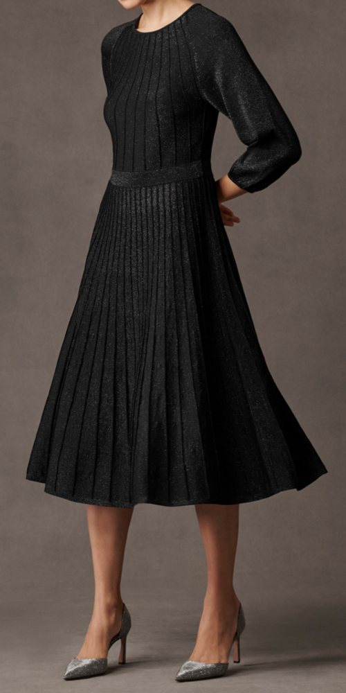 lumia knitted midi dress in black metallic lumia knitted midi dress in black metallic
