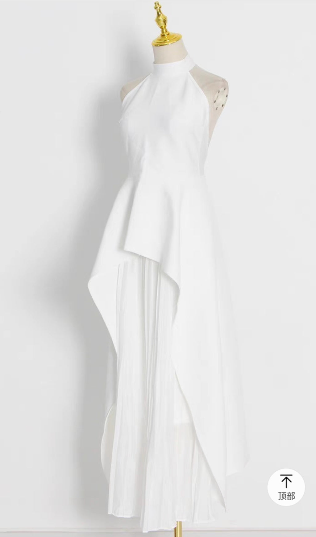 WHITE BANDAGE HALTER ASYMMETRIC MAXI DRESS