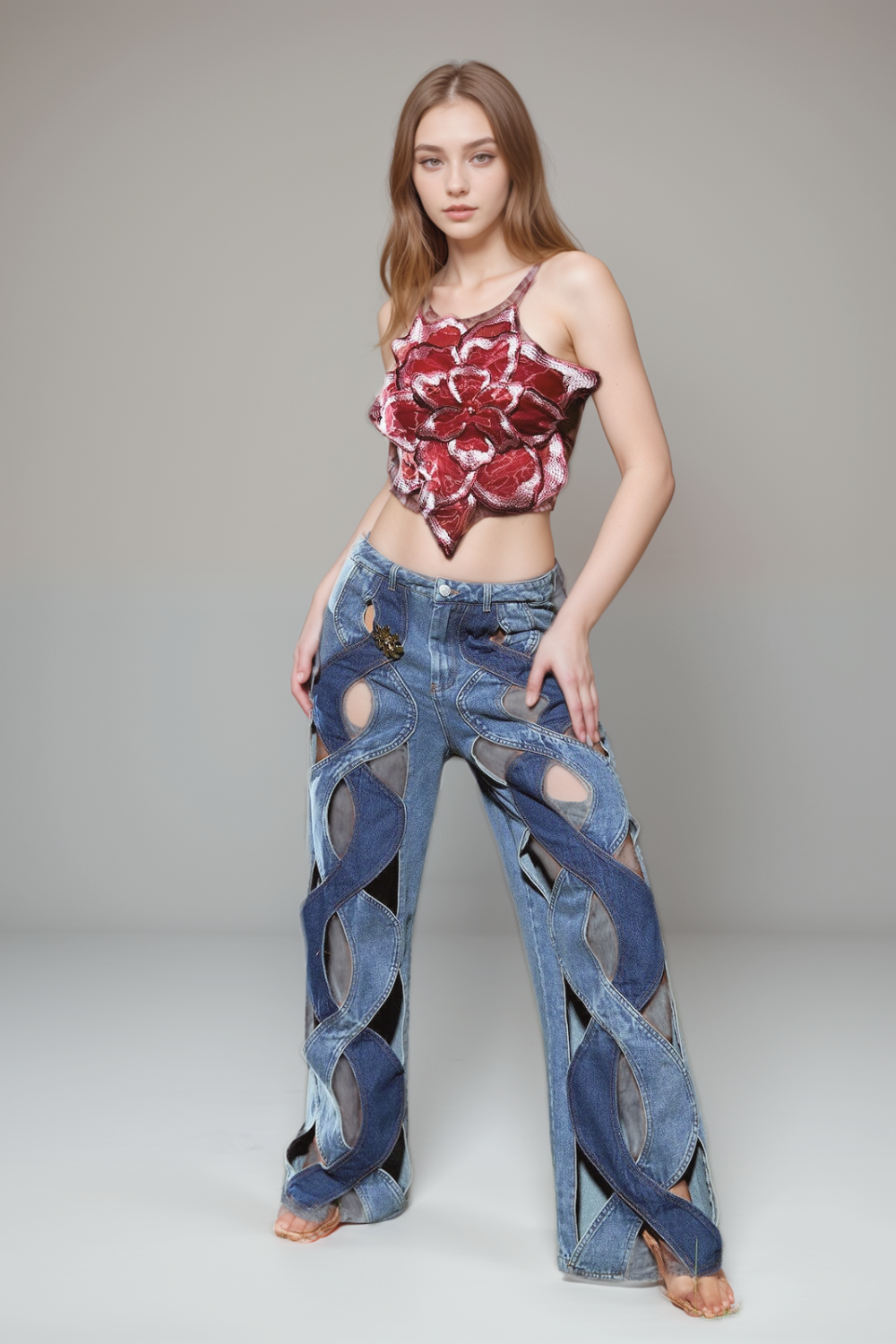 BACKLESS LACE FLOWER TOP FOR PARTY
