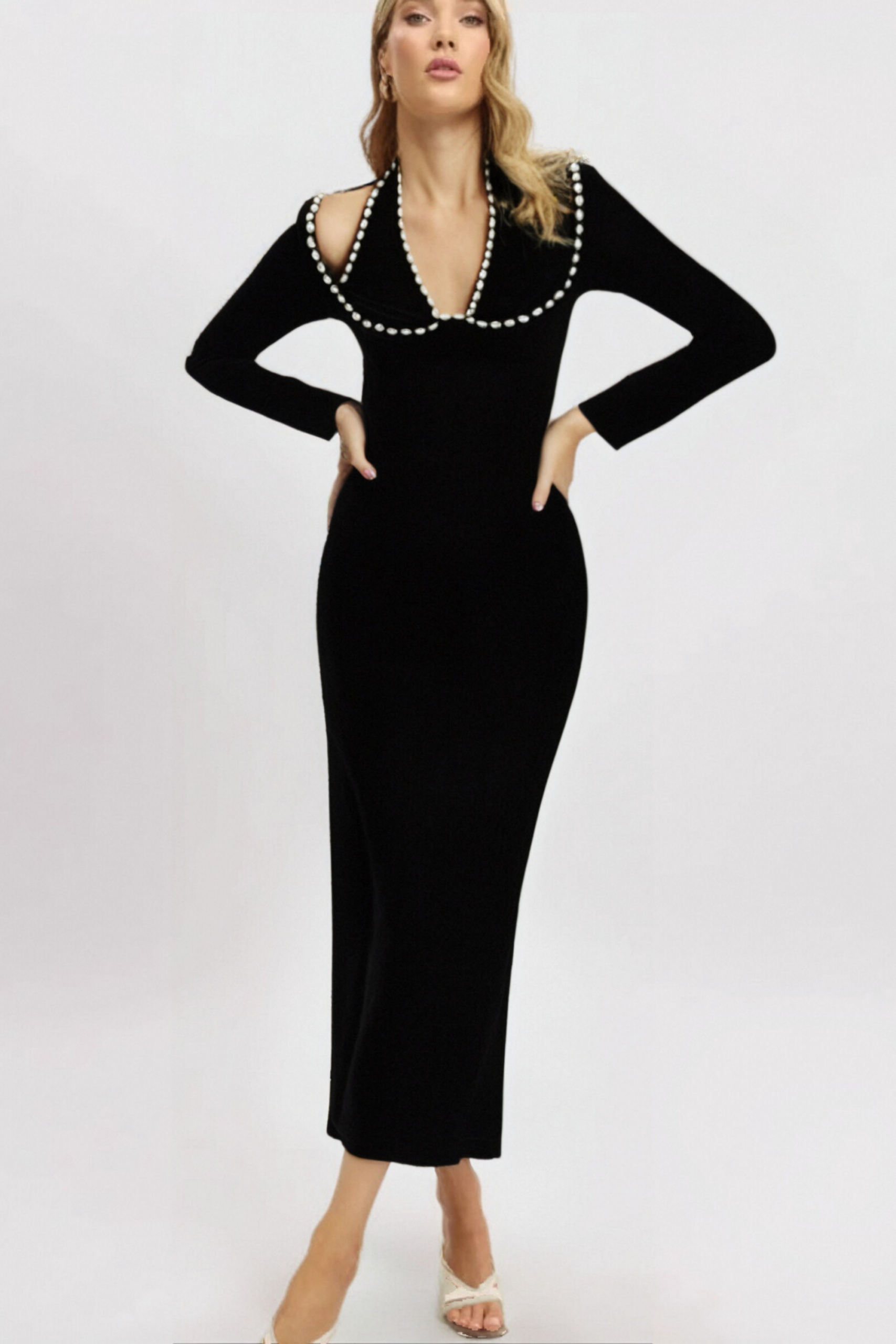 ALISON BLACK VELVET CRYSTAL MAXI DRESS