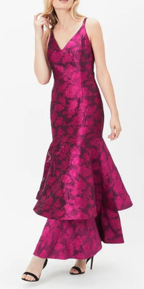 layer Jacquard Maxi dress in red layer Jacquard Maxi dress in red