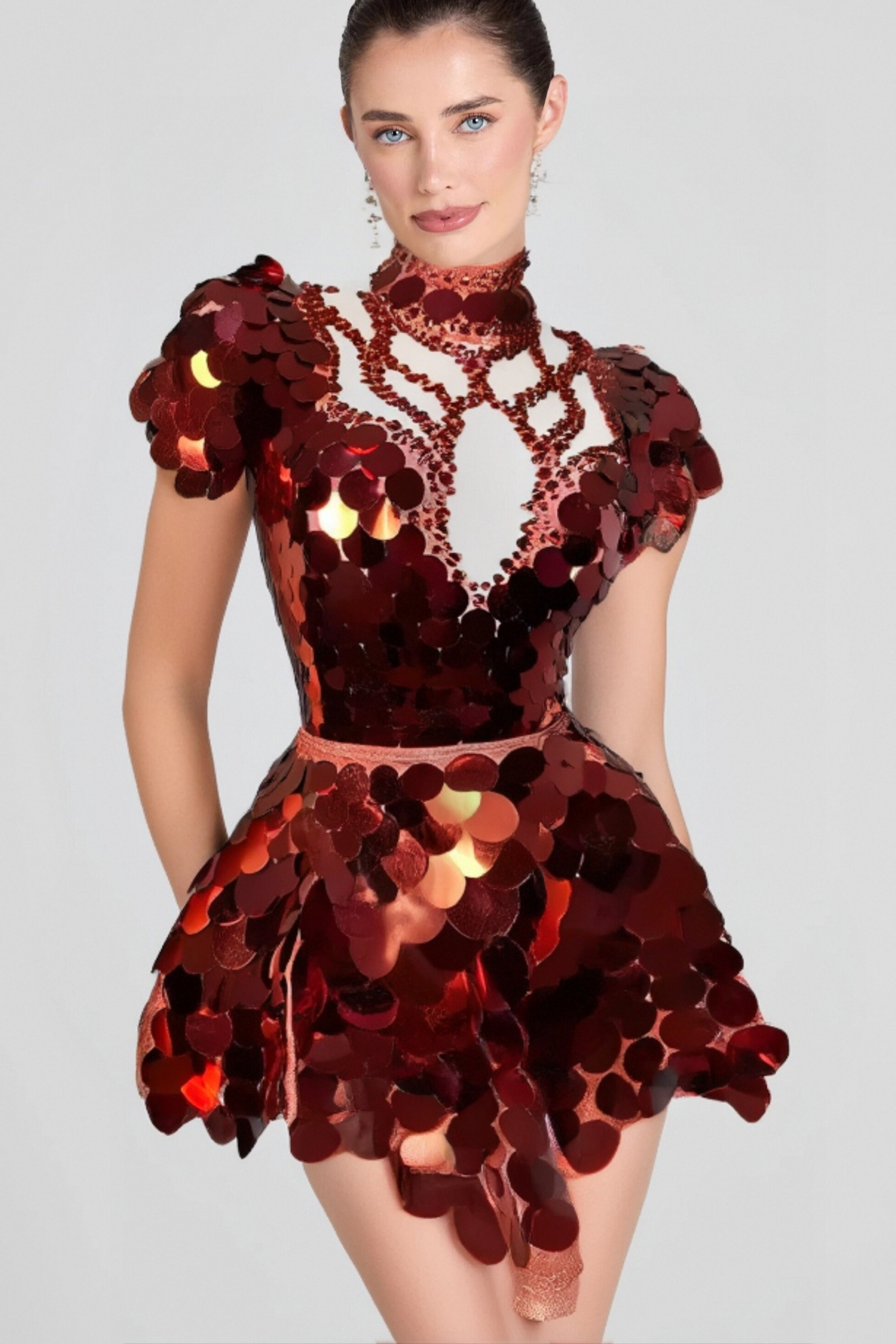 HELENE BURGUNDY SEQUIN DIAMANTE PARTY SET