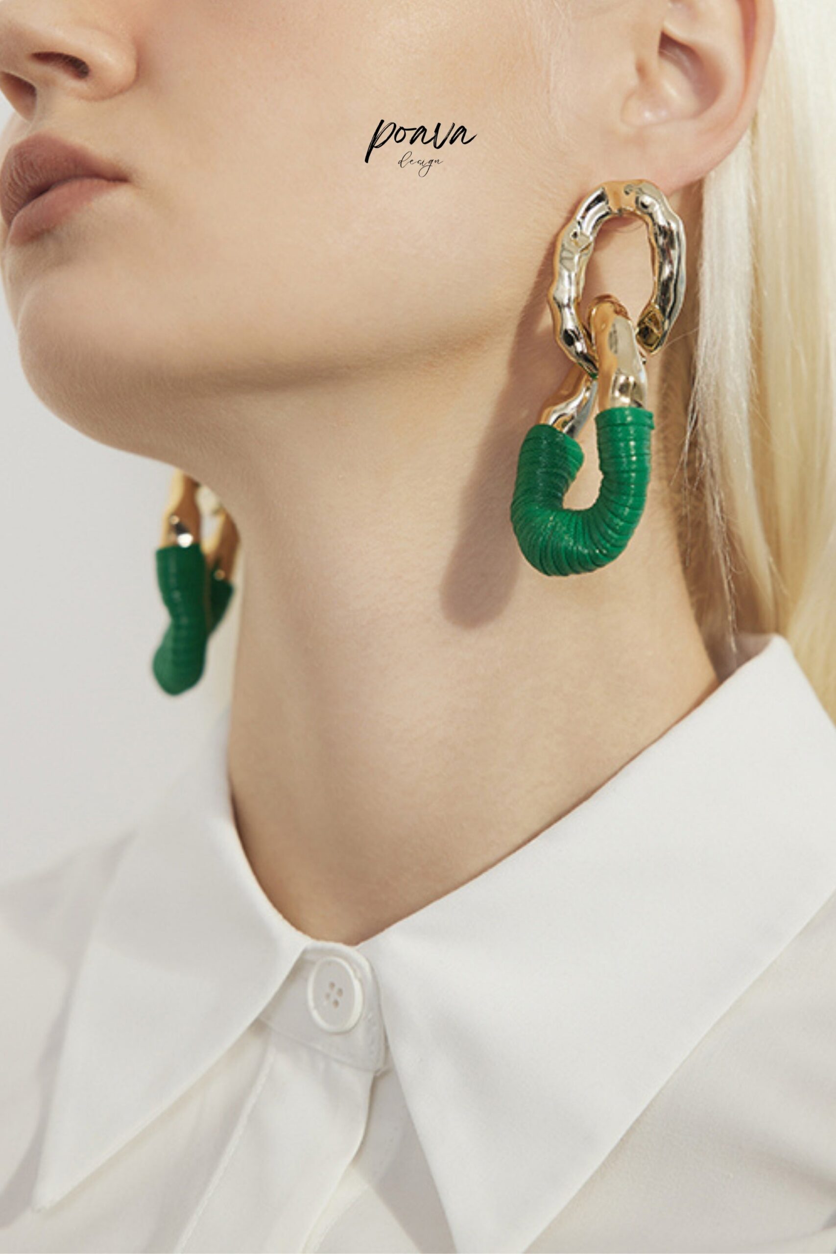 GREEN HOOP DROP EARRINGS FOR WEDDING