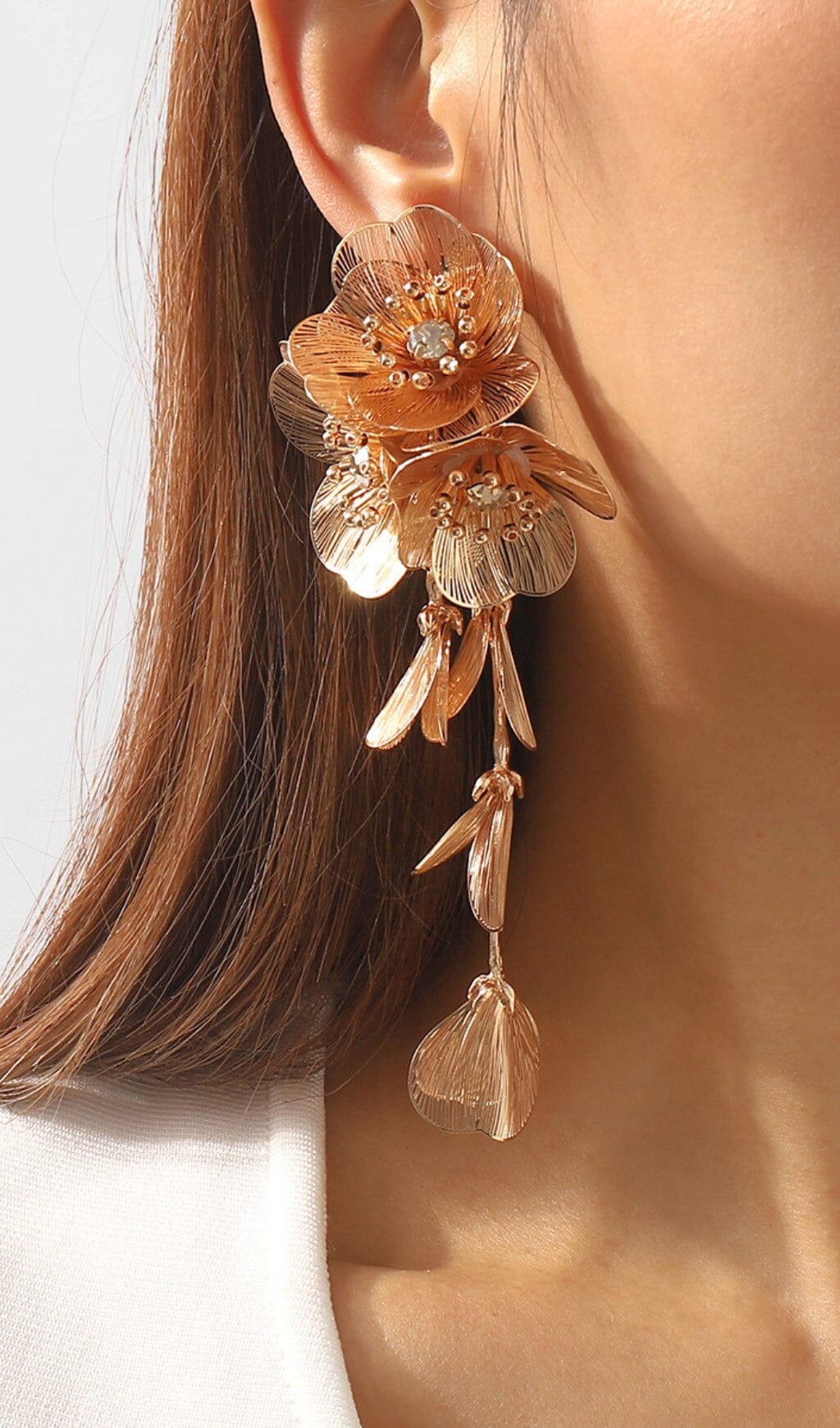 FRANCESCA FLOWER DROP EARRINGS FOR WEDDING