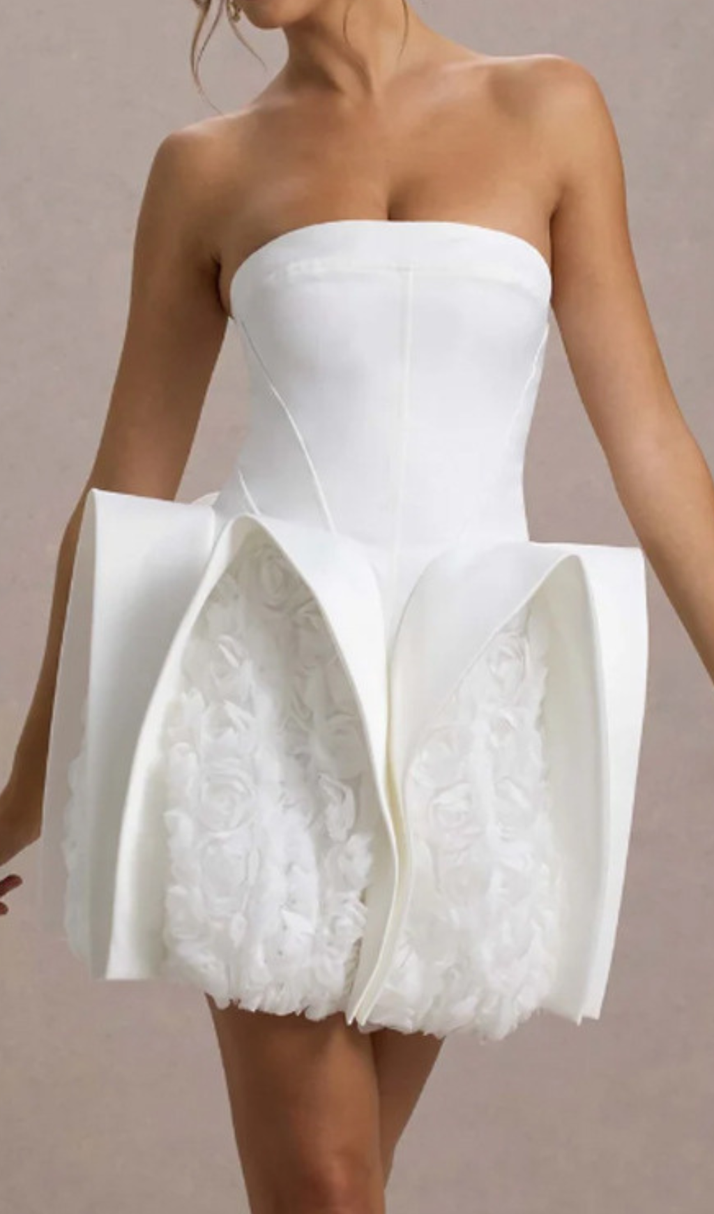 CALAIS STRAPLESS FLOWER MINI DRESS FOR WEDDING