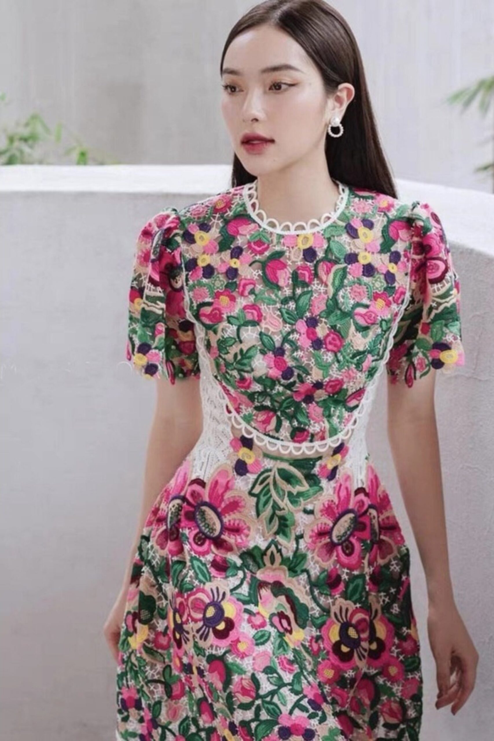FLORAL LACE LIPSTICK DRESS, EMBROIDERED COCKTAIL