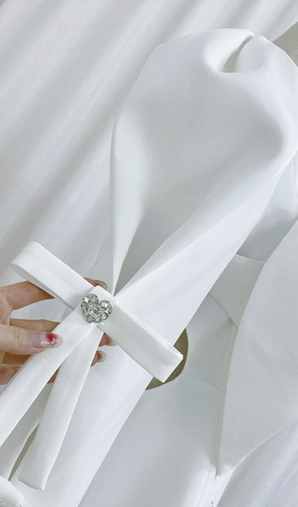 WHITE BOW WAIST SUIT DRESS FOR WEDDING
