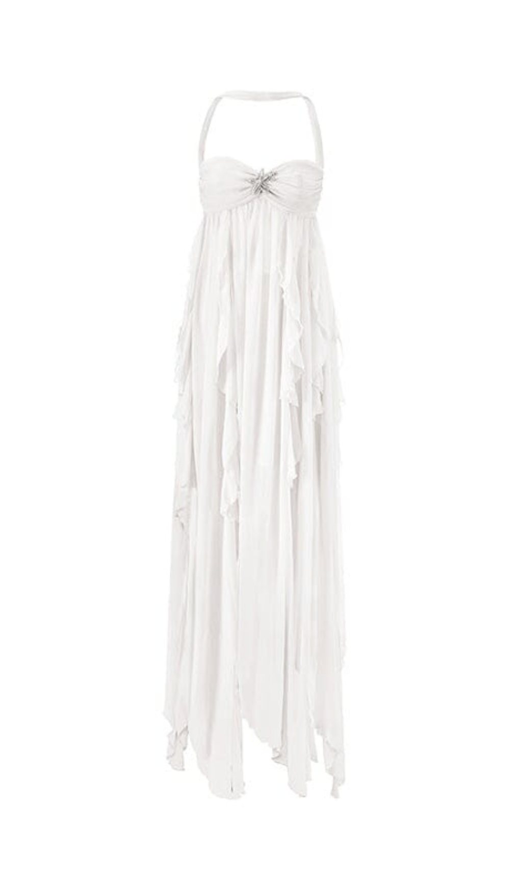 WHITE LACE IRREGULAR MAXI DRESS FOR WEDDING GUEST