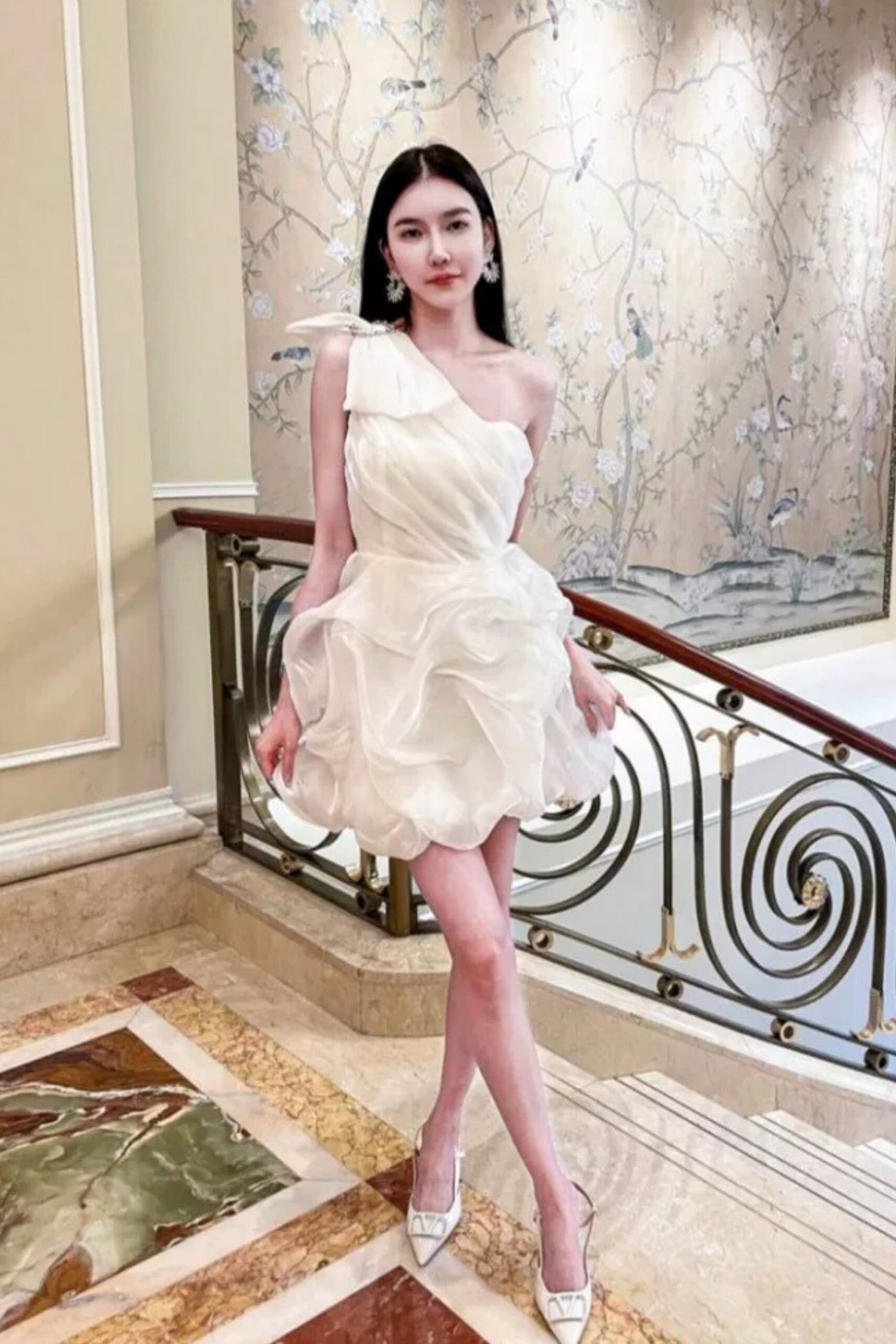 WHITE ONE SHOULDER BOW MINI DRESS, PARTY