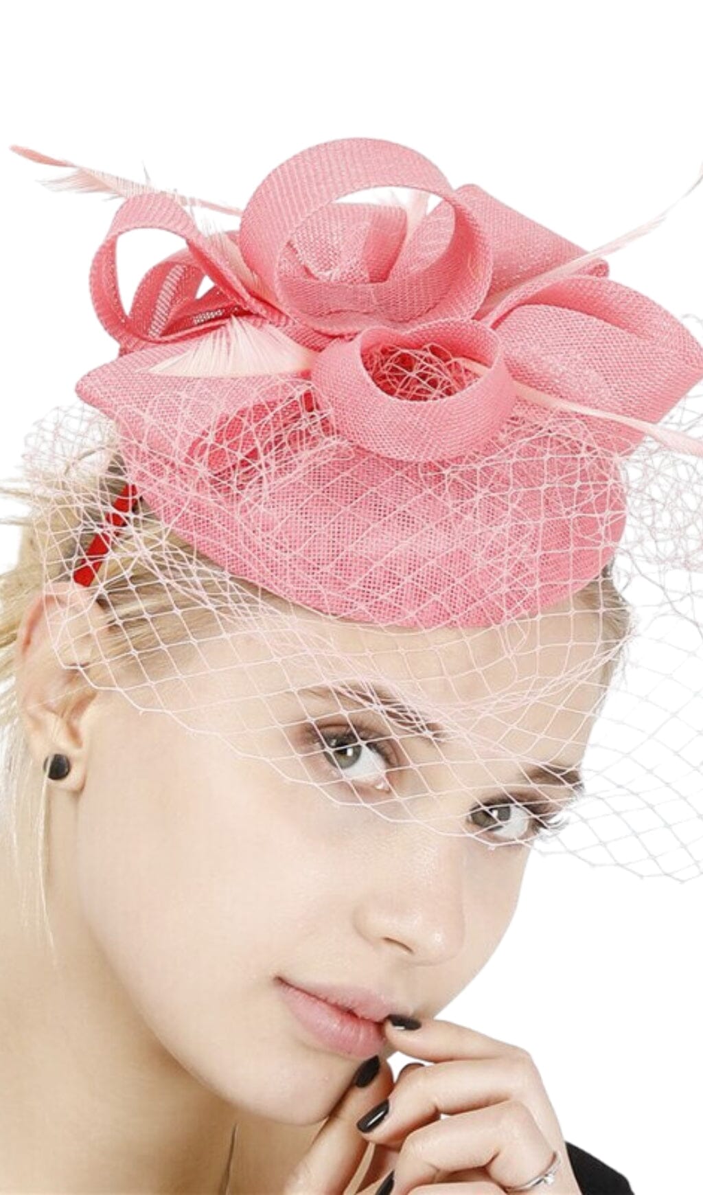 PINK FASCINATOR VEIL, WEDDING COCKTAIL PARTY